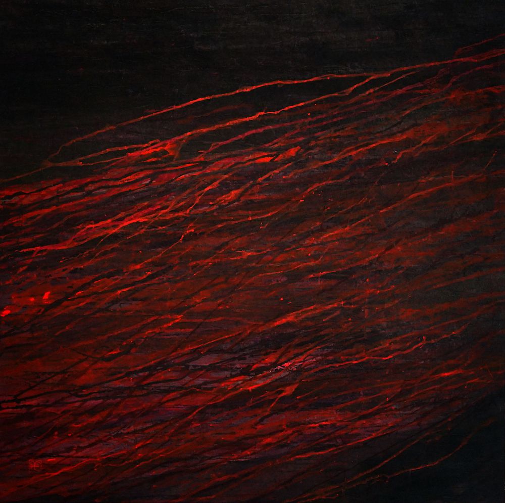 《凝住（一）》，2015，設色紙本，90 x 90 cm