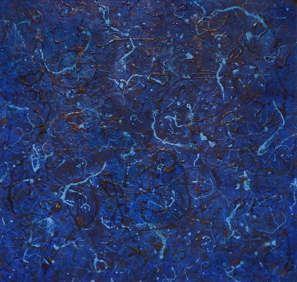 《下雨了》，2022，設色紙本，65 x 65 cm